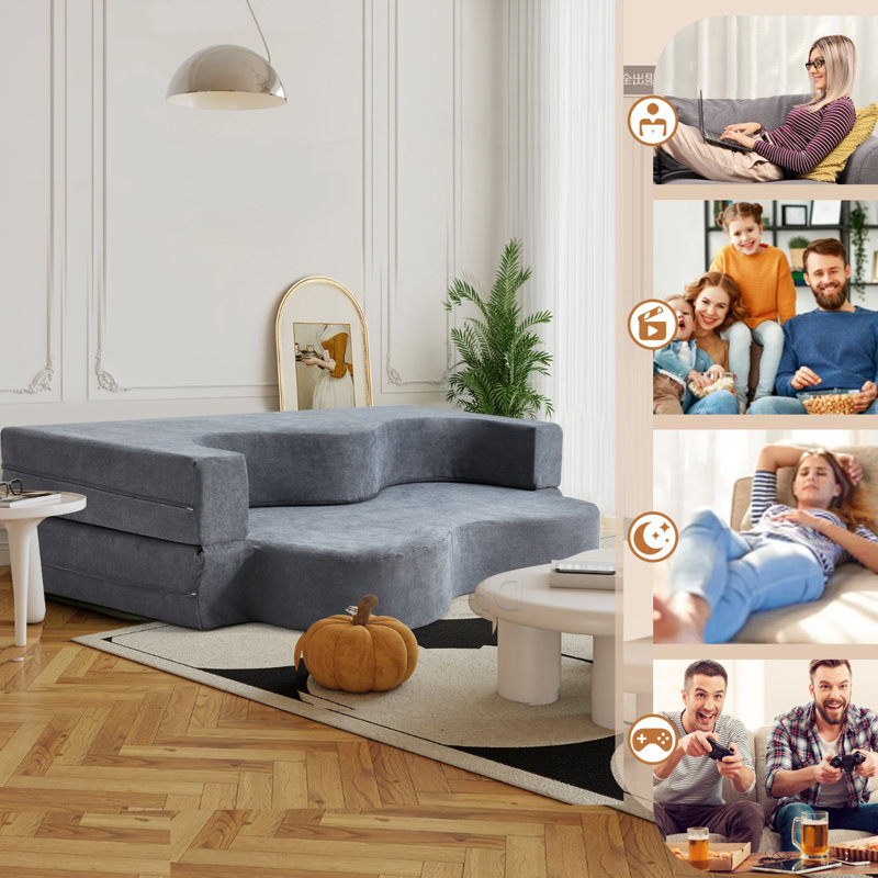 EROMMY Folding Sofa Bed Floor Sofa Couch Convertible Sofa Bed With High Density Foam Foldable Floor Couch Bed For Living Room Guest Room Bedroom Reviews Wayfair